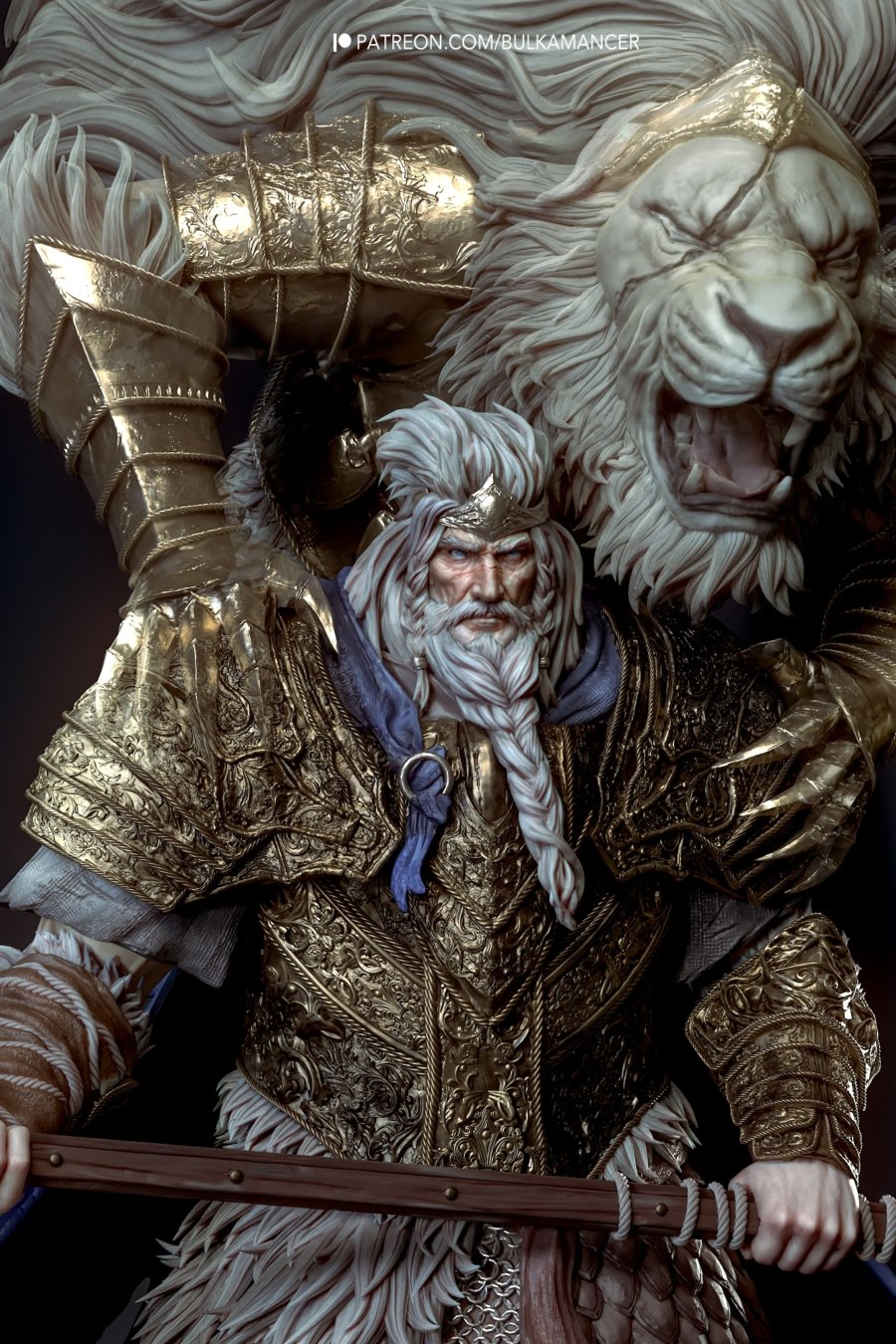 Godfrey con león en la espalda