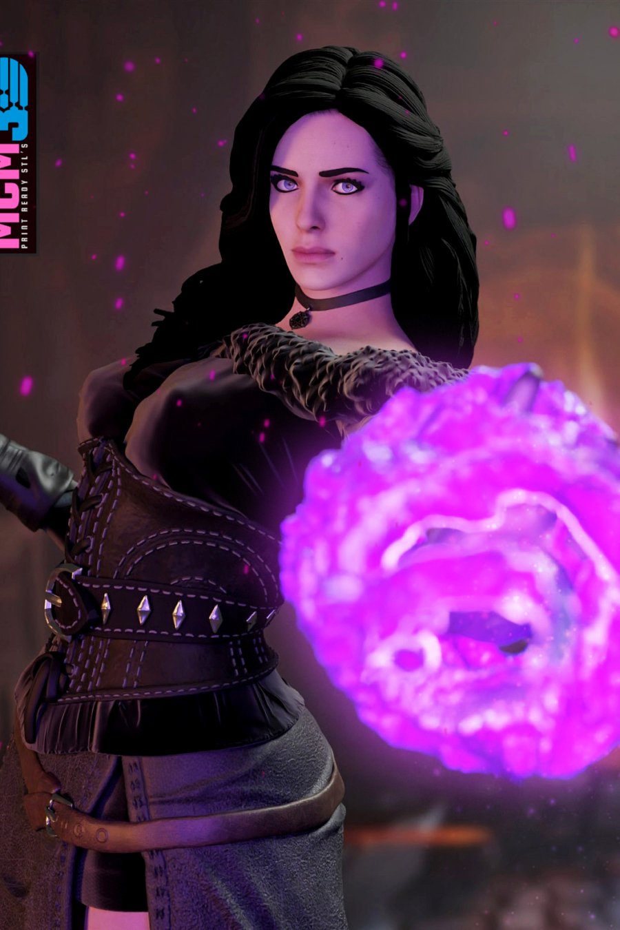 Yennefer usando magia de frente