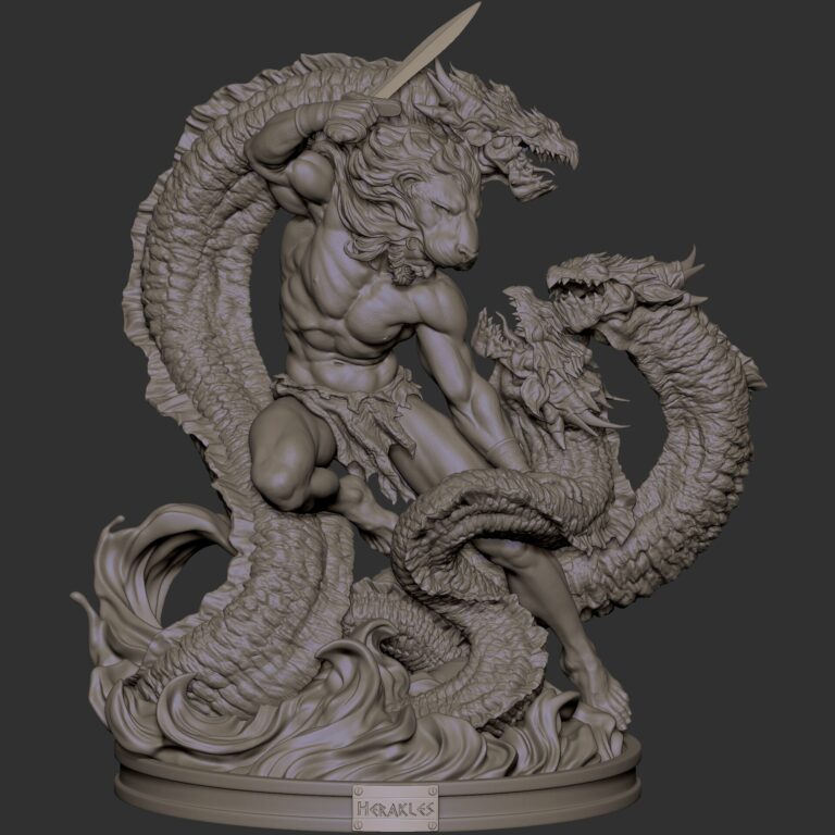 Hercules vs Hydra - Fantasy - STL Files - STL Forge