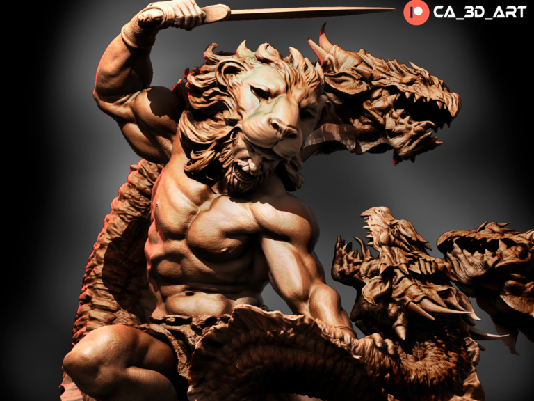 Hercules vs Hydra - Fantasy - STL Files - STL Forge