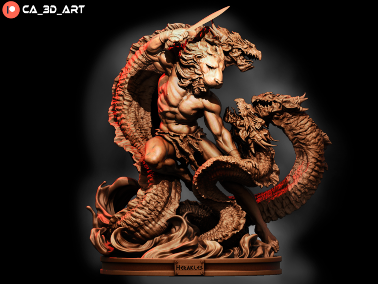 Hercules vs Hydra - Fantasy - STL Files - STL Forge