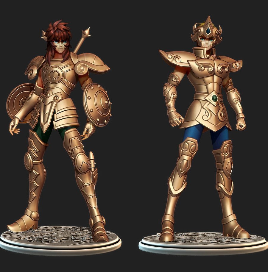 Caballero Dorados Aiolia de Leo y Dohko de Libra