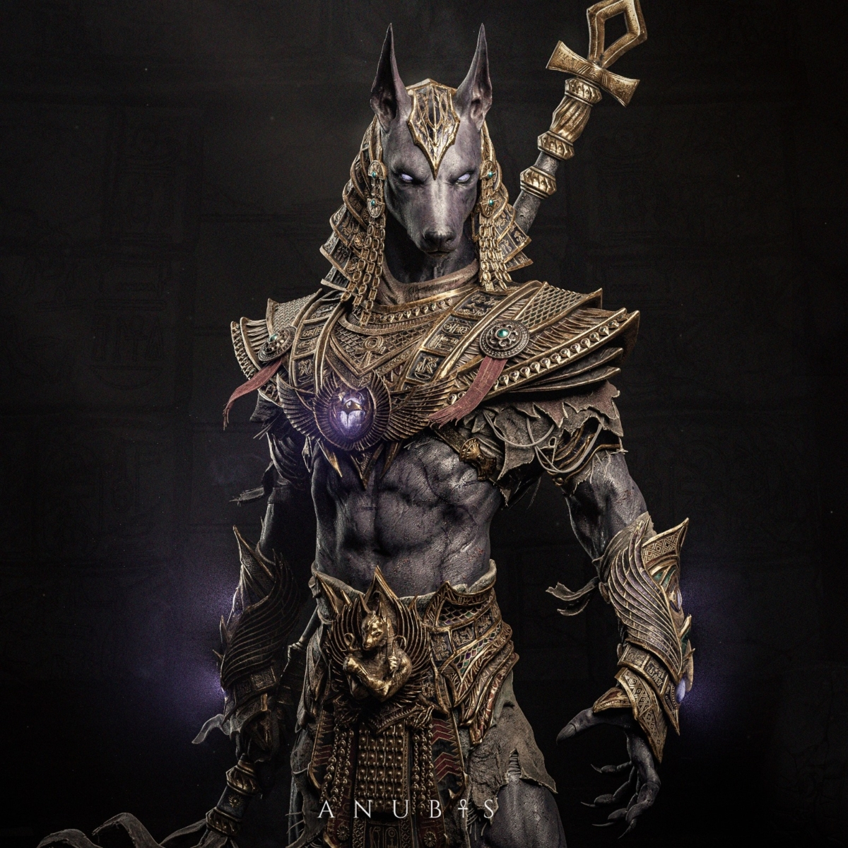 Anubis cuerpo a la mitad