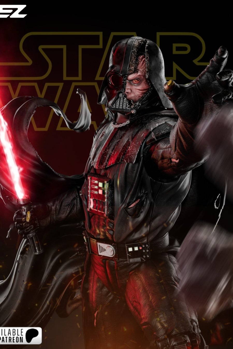 Darth Vader cuerpo a la mitad