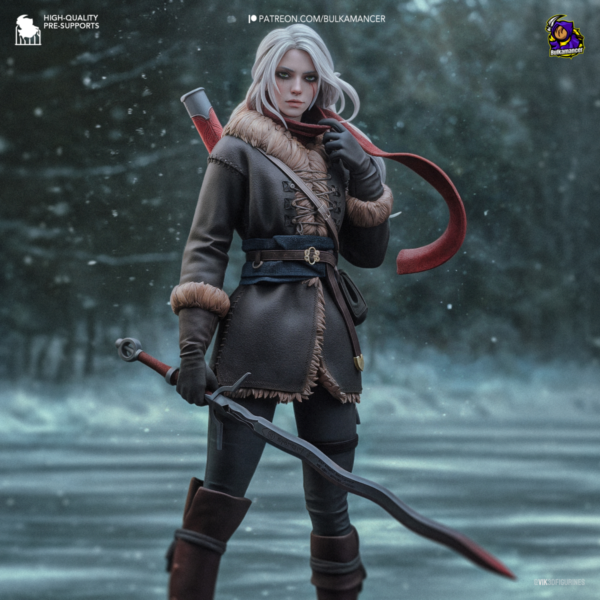 Ciri cuerpo completo en nieve