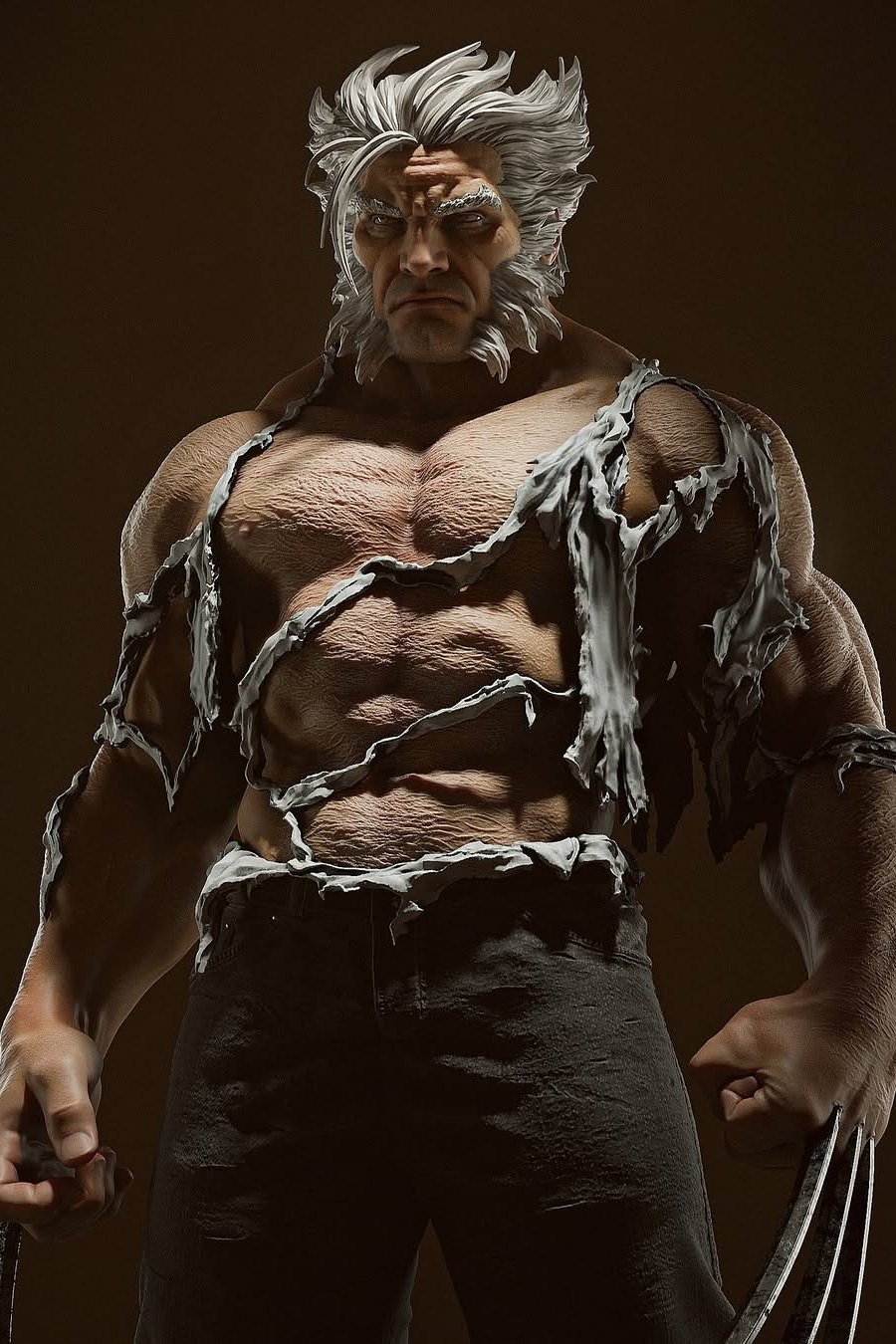 Wolverine Logan Viejo con polera rota