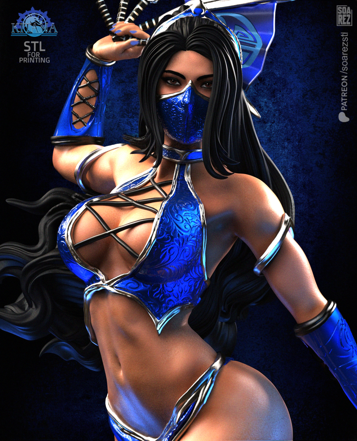 Kitana cuerpo a la mitad