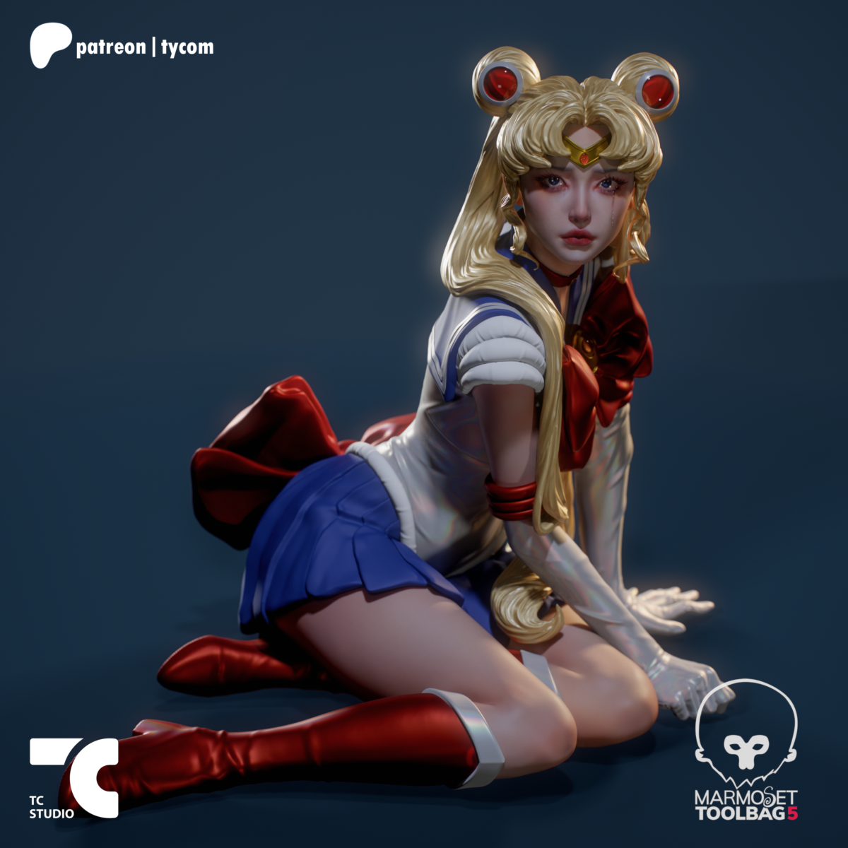 Usagi llorando en el piso