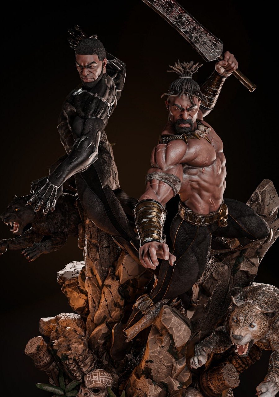 Diorama Blackpanther y Killmonger cuerpo completo