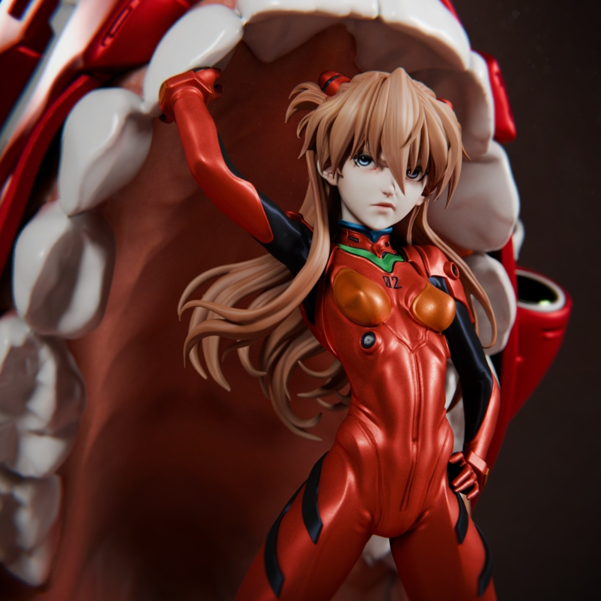 Asuka dentro de boca de EVA