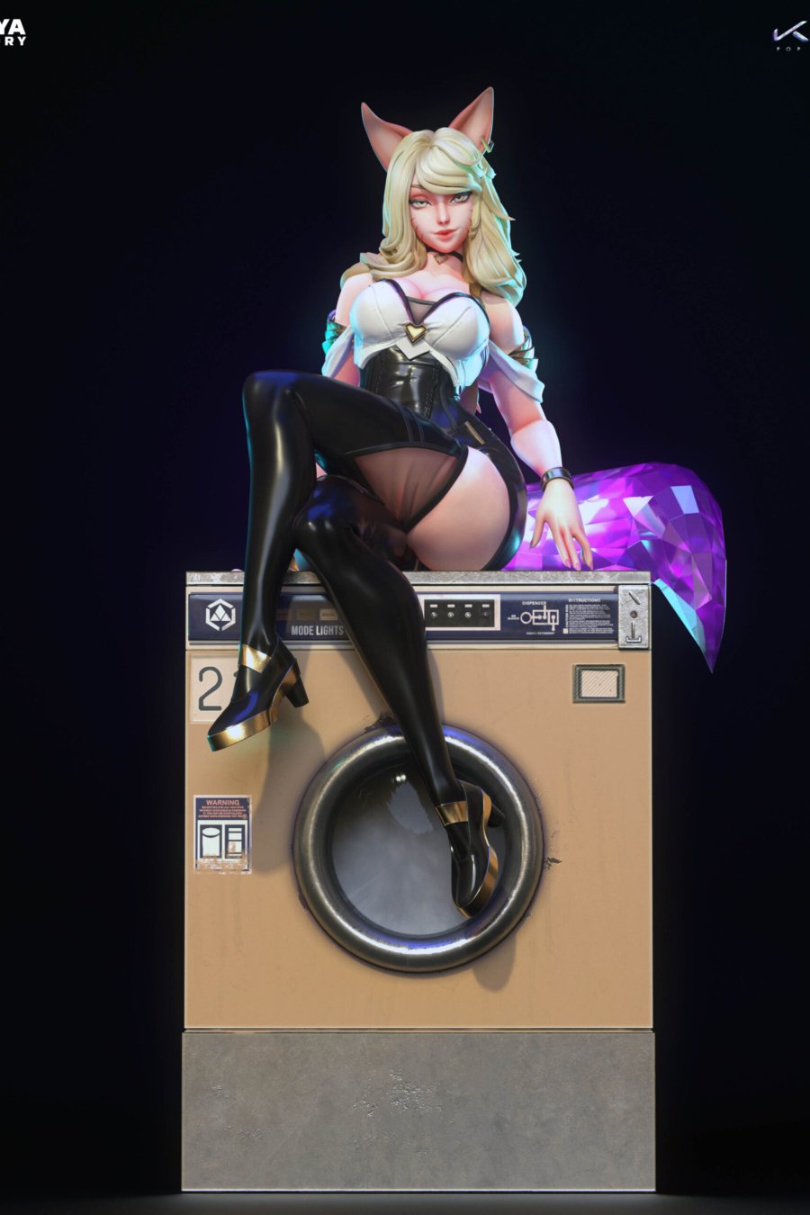 Ahri KDA sobre lavadora