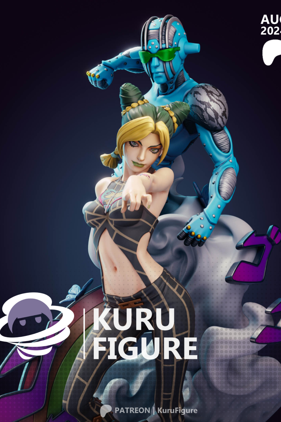 Jolyne y Stone Free cuerpo a la mitad