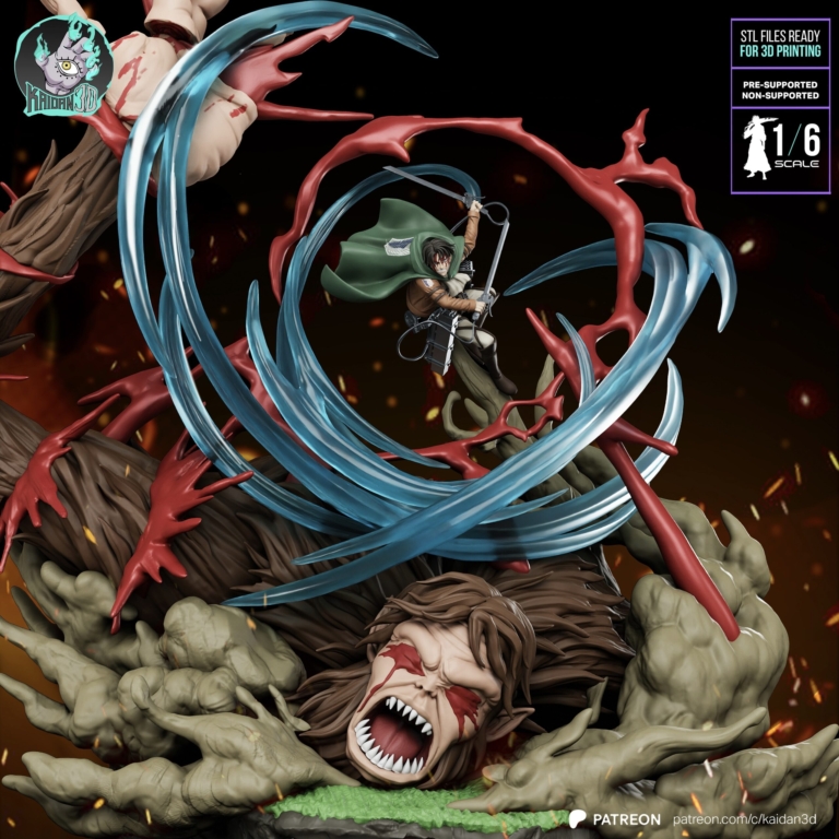 Levi vs Titan Bestia diorama