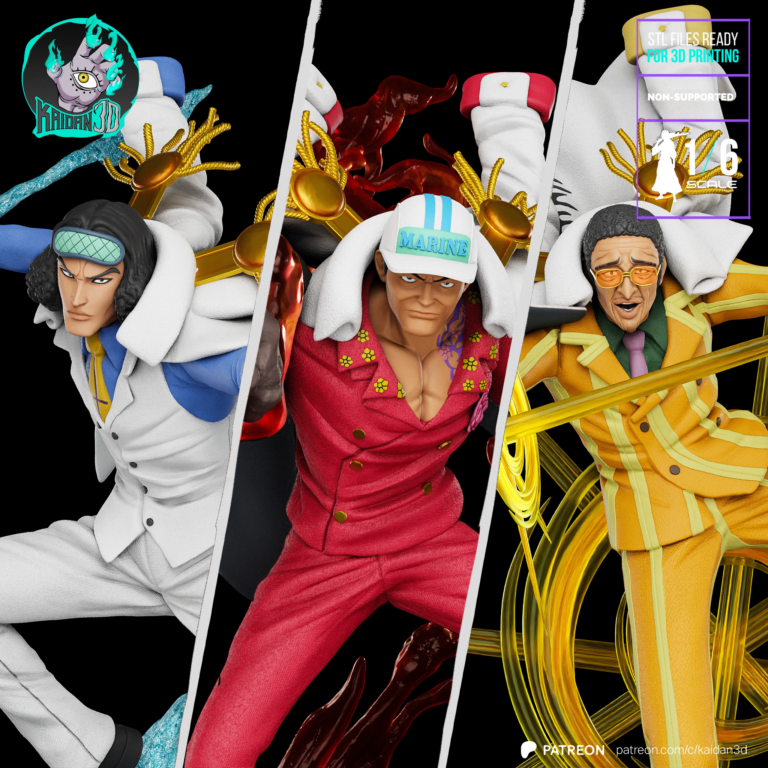 Akainu x Kizaru x Aokiji - One Piece - STL Files - STL Forge