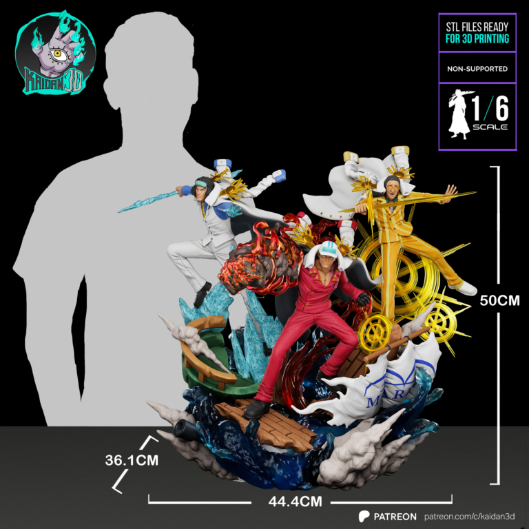 Akainu x Kizaru x Aokiji - One Piece - STL Files - STL Forge