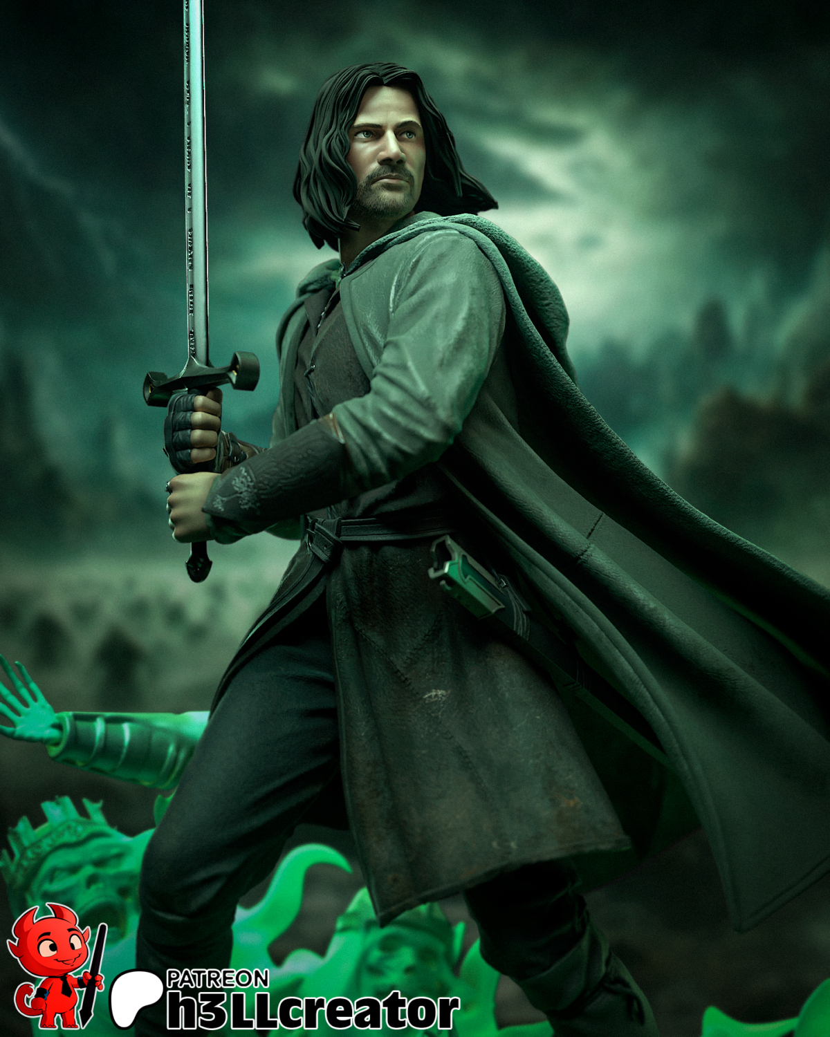 Aragorn cuerpo completo con espada