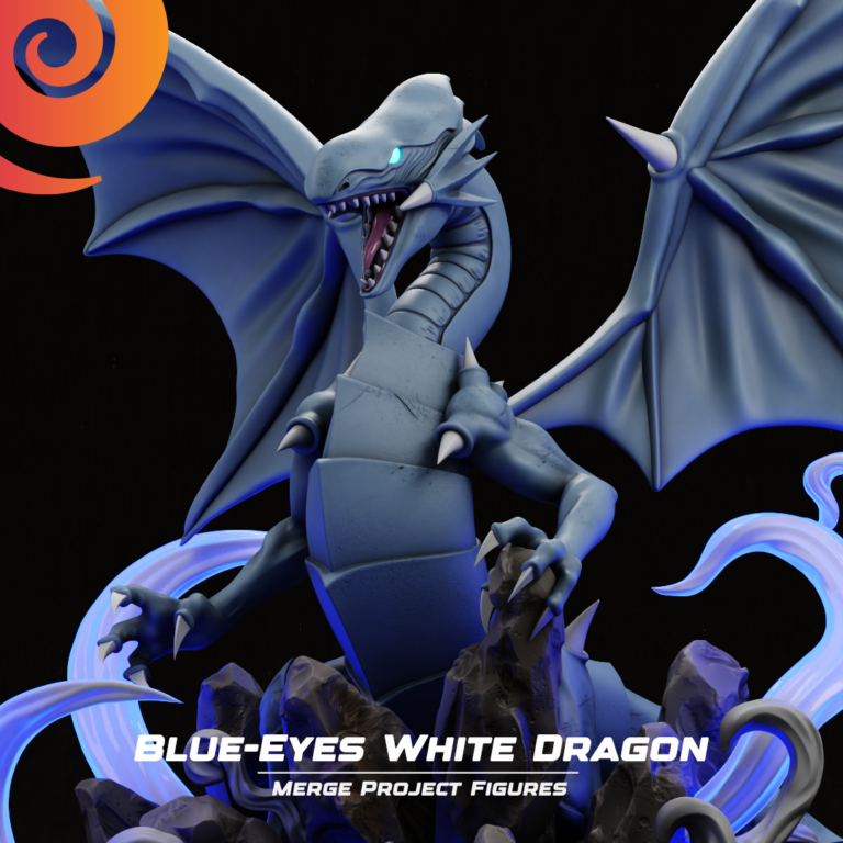 Dragon Blanco Ojos Azules de cerca