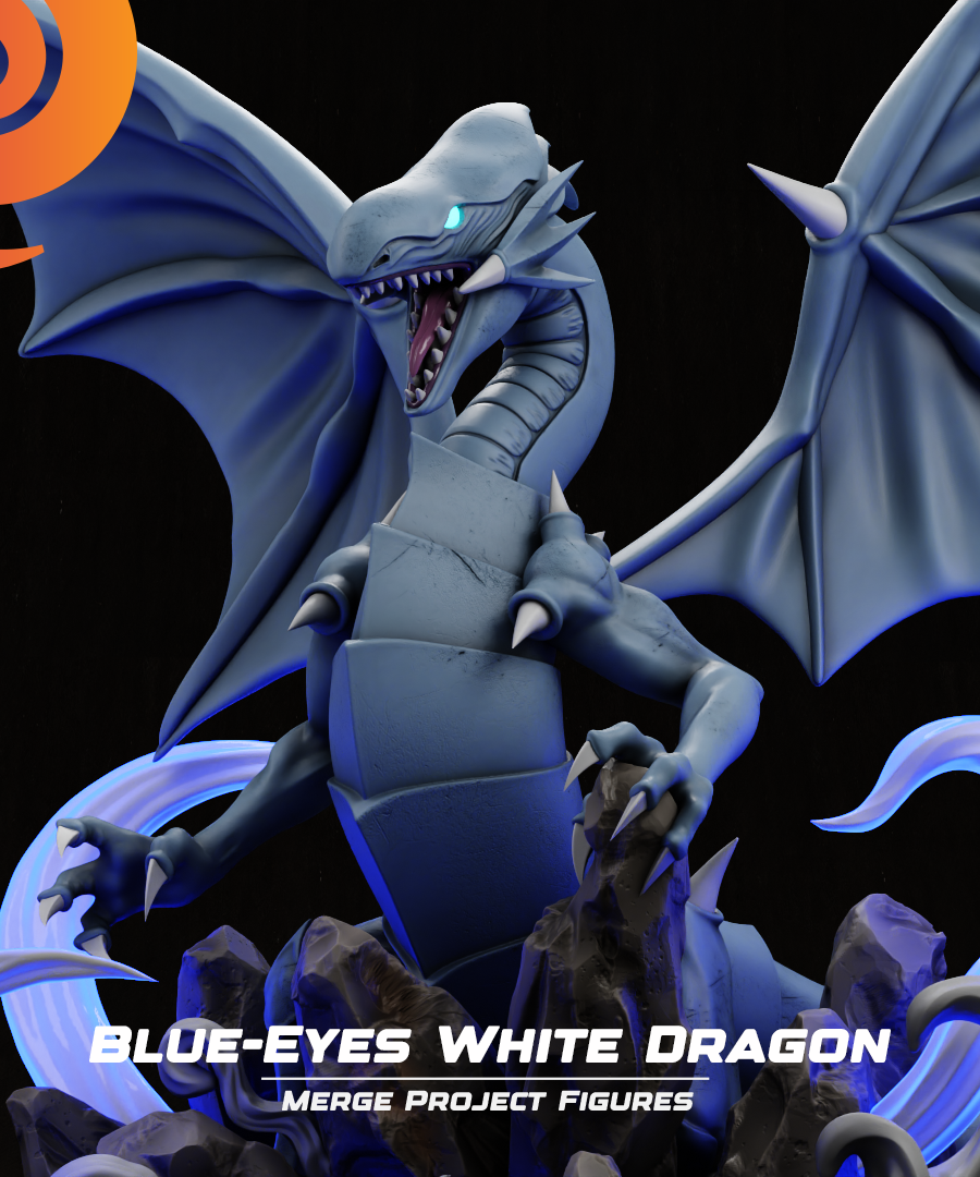 Dragon Blanco Ojos Azules de cerca