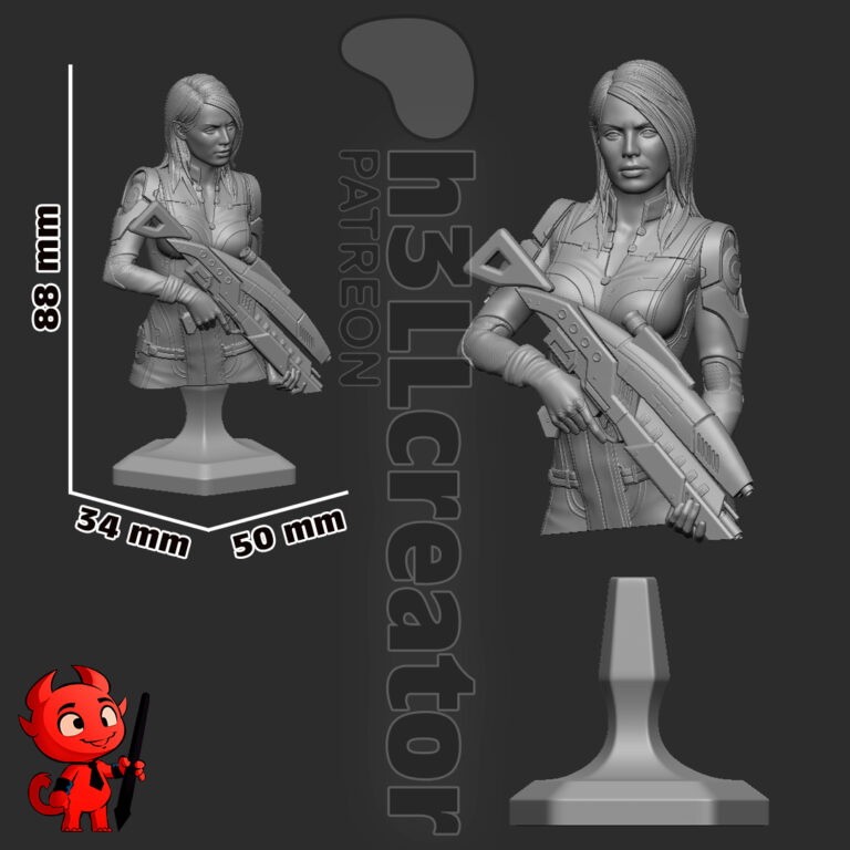 Ashley Williams + Bust - Mass Effect - STL Files - STL Forge