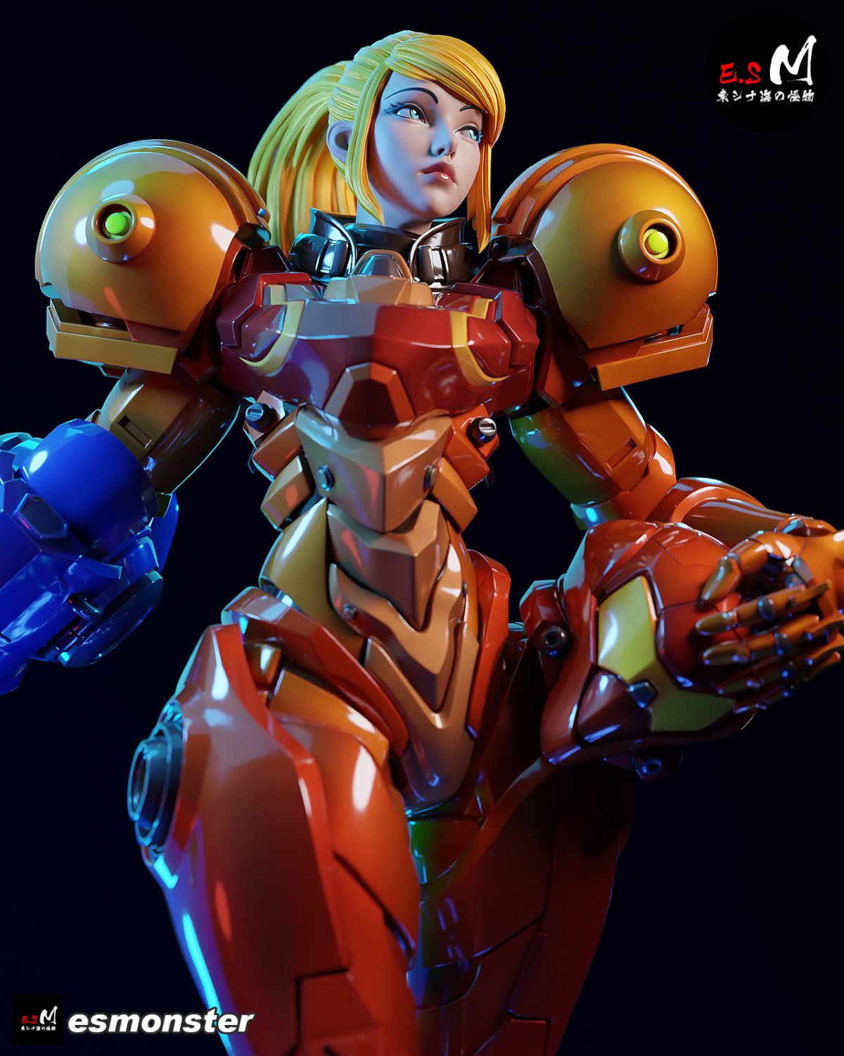 Samus Aran de cerca sin casco