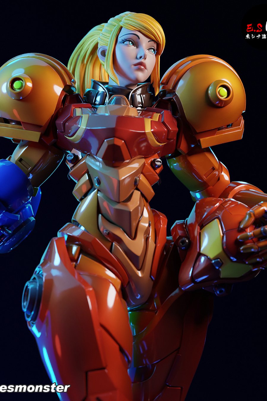 Samus Aran de cerca sin casco