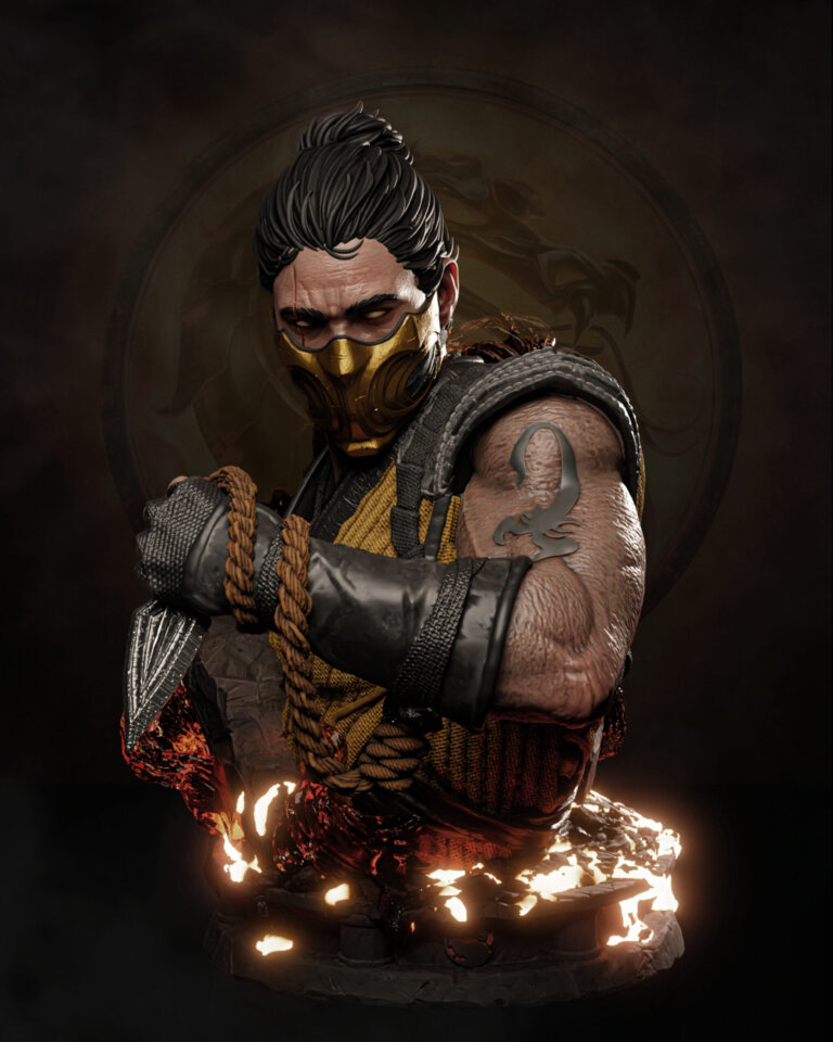Scorpion 2 + Busto + Fire Version - Mortal Kombat - STL Files