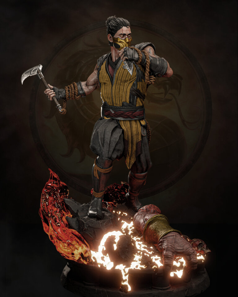 Scorpion 2 + Busto + Fire Version - Mortal Kombat - STL Files