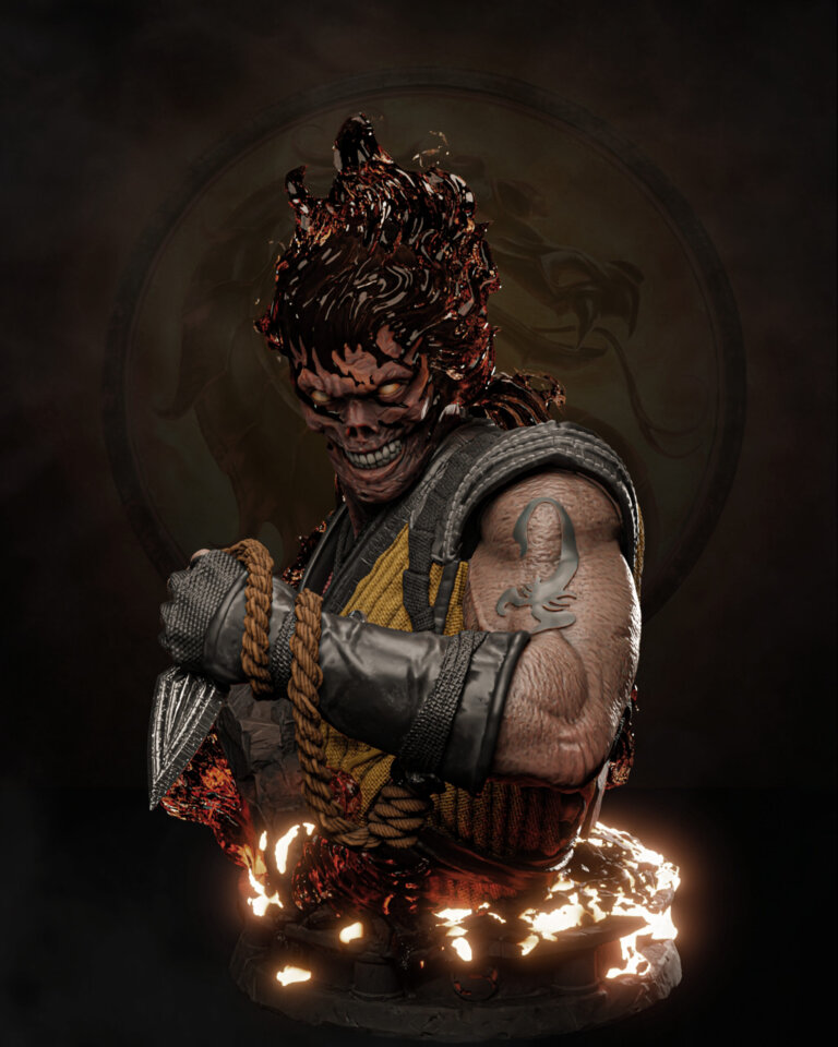 Scorpion 2 + Busto + Fire Version - Mortal Kombat - STL Files