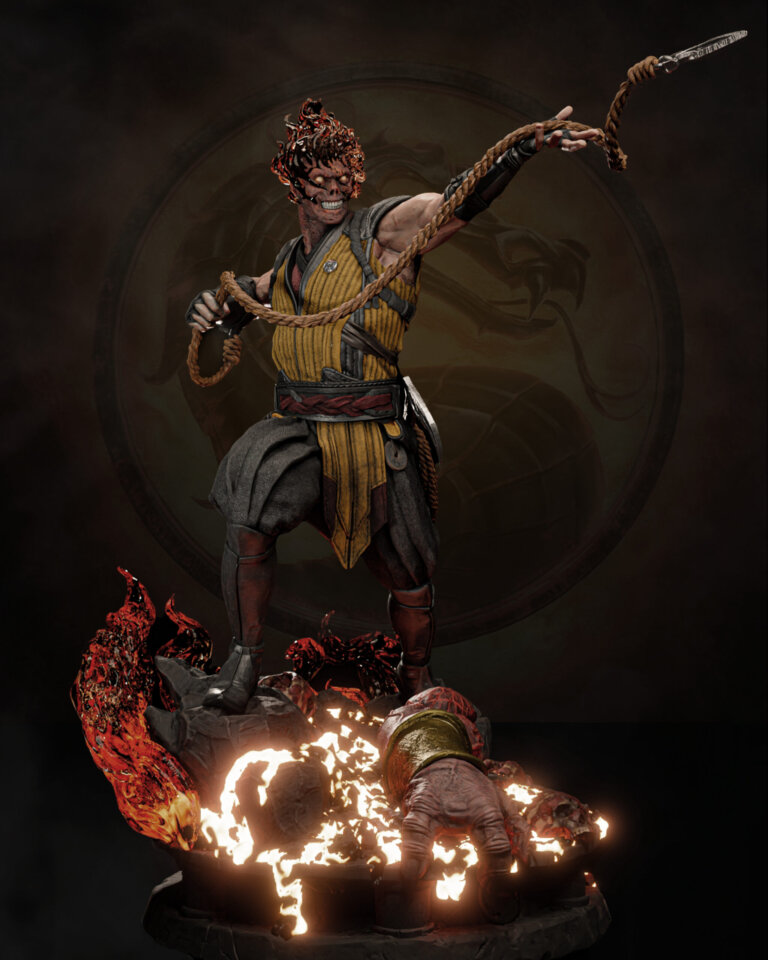Scorpion 2 + Busto + Fire Version - Mortal Kombat - STL Files