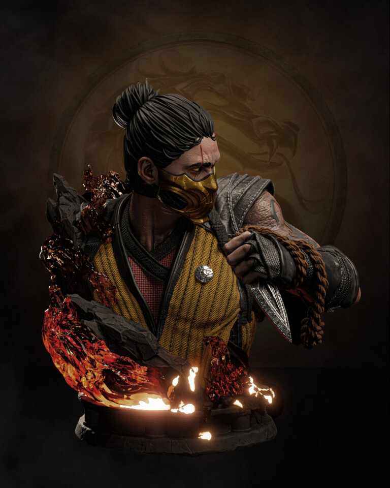 Scorpion 2 + Busto + Fire Version - Mortal Kombat - STL Files