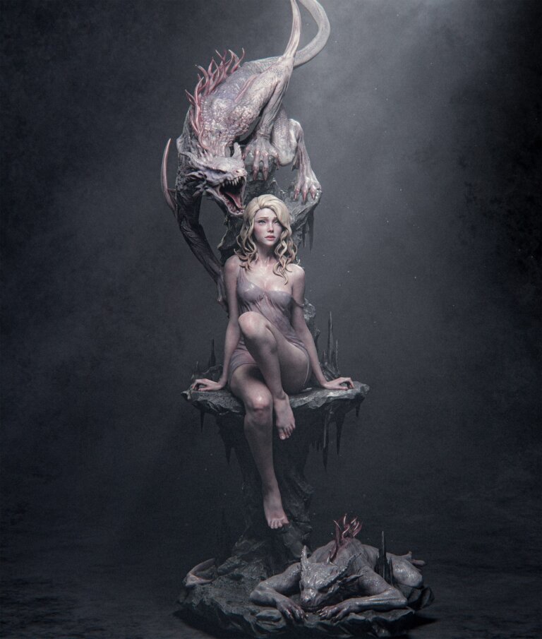 La Dama y el Dragón - Fantasy - STL Files - STL Forge