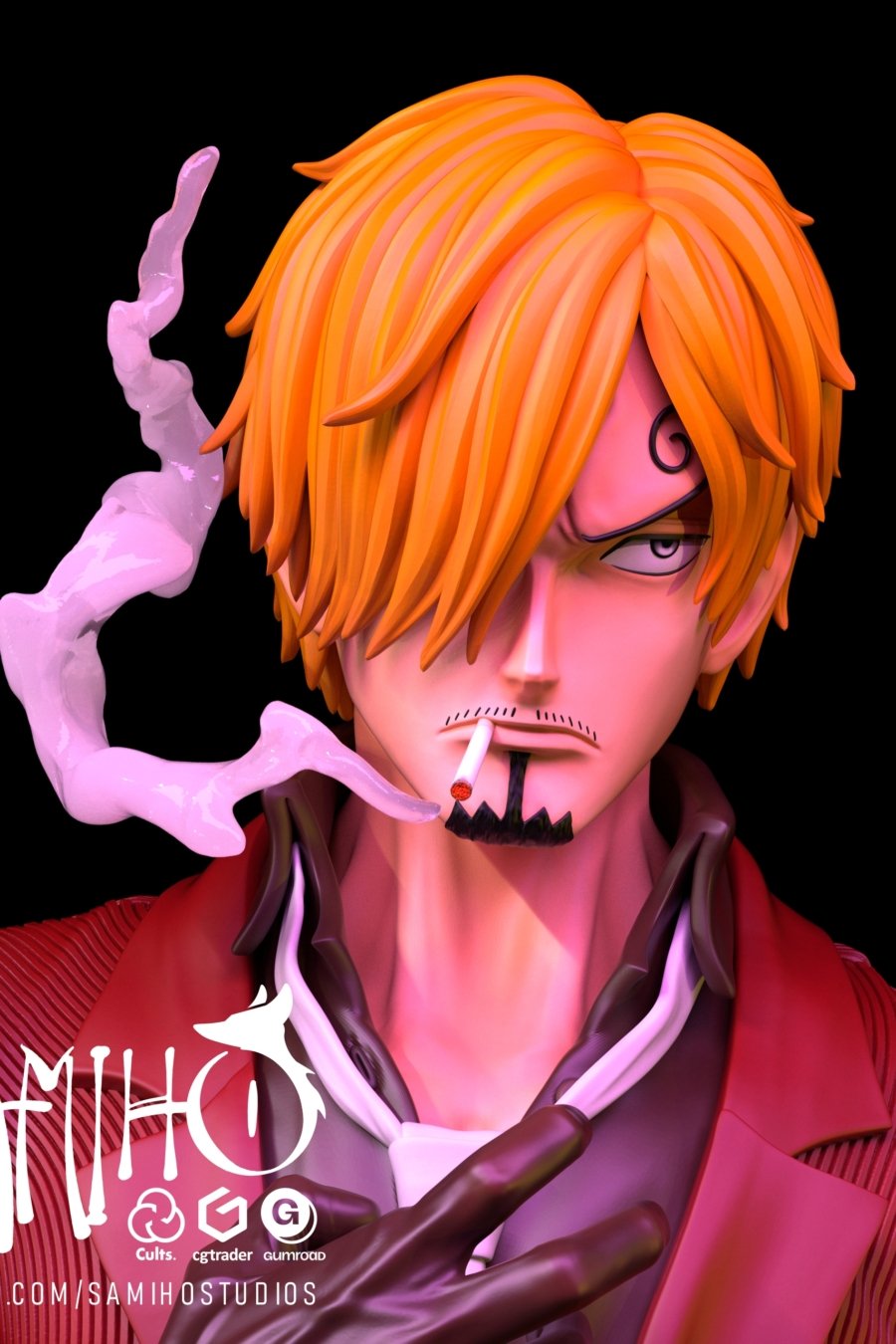 Sanji de cara fumando
