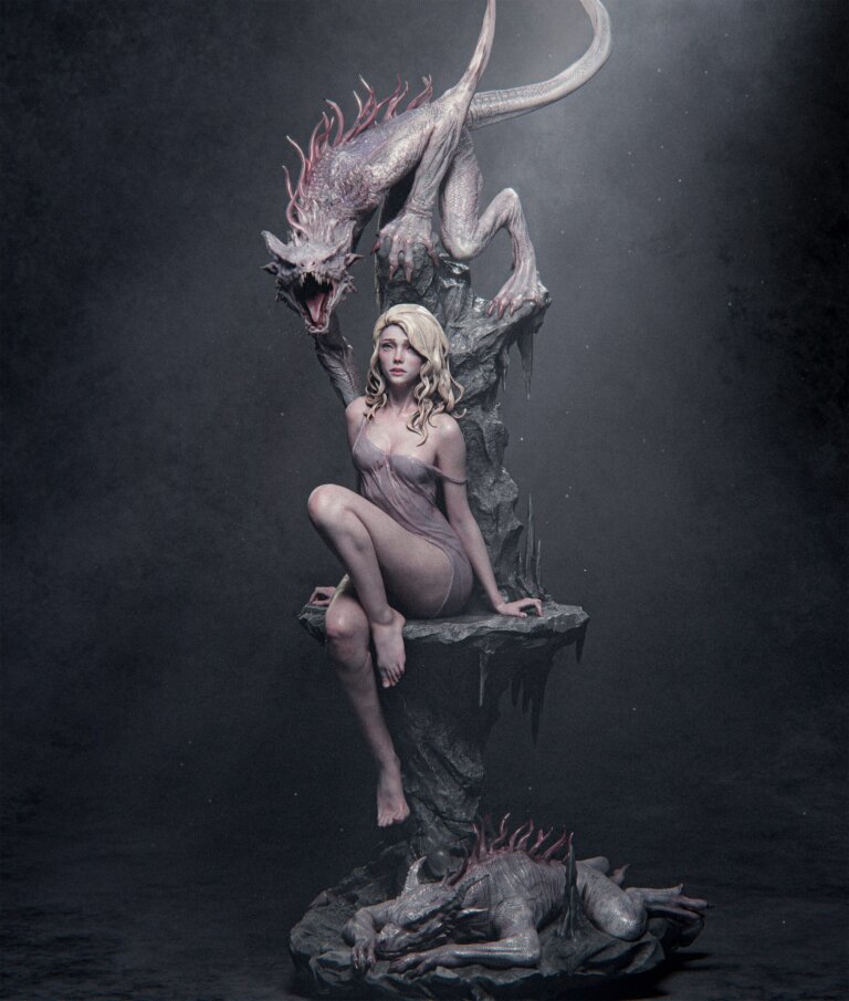 La Dama y el Dragón - Fantasy - STL Files - STL Forge