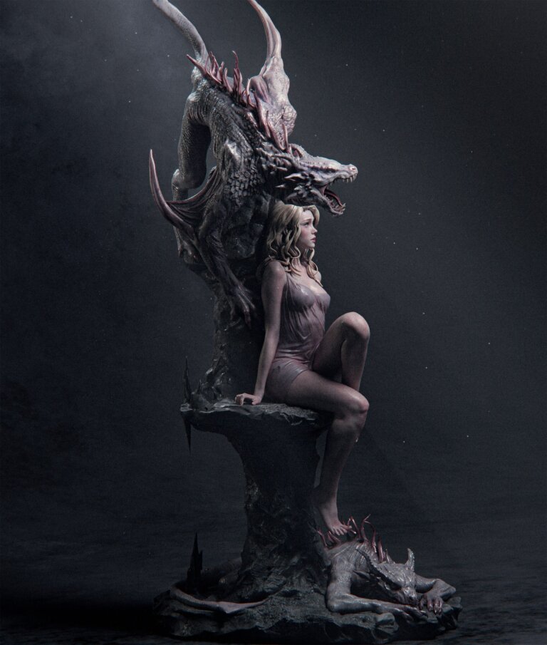 La Dama y el Dragón - Fantasy - STL Files - STL Forge