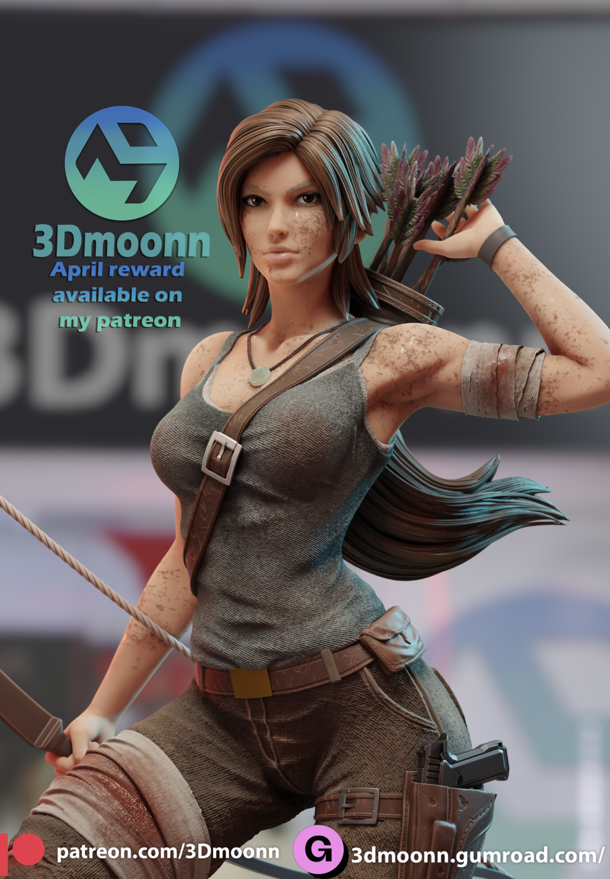 Lara Croft cuerpo a la mitad