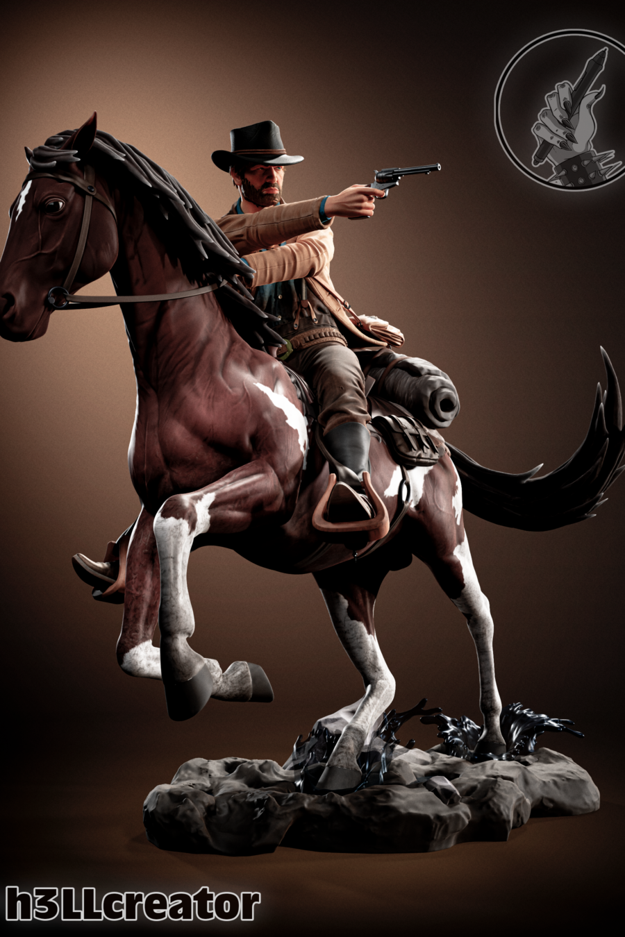Arthur Morgan sobre su caballo