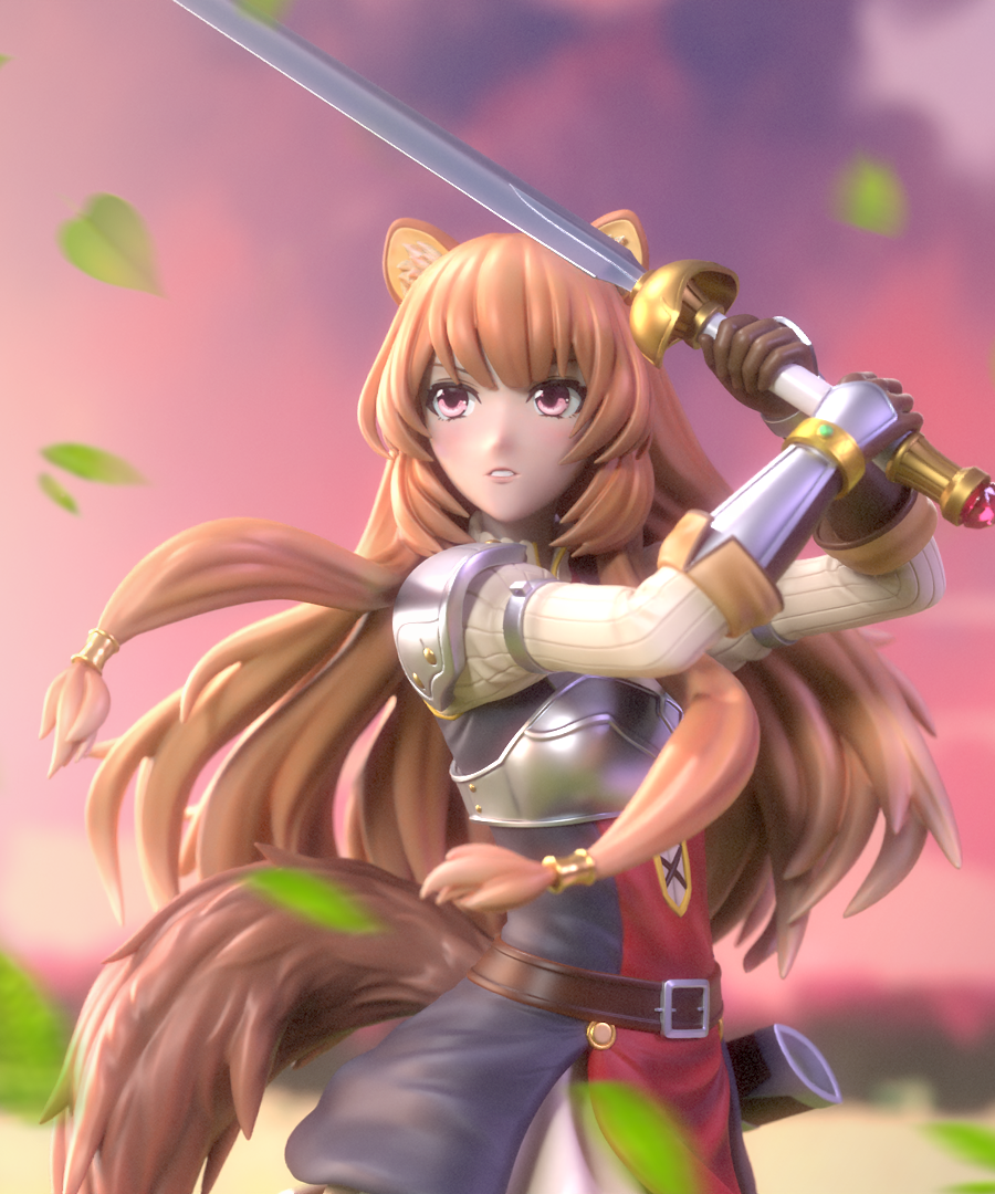 Raphtalia de cerca con espada