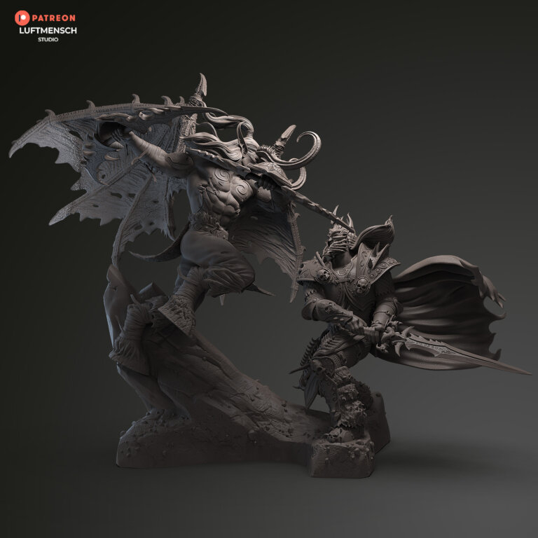 Illidan vs Arthas - Warcraft - STL Files - STL Forge