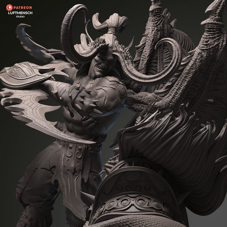 Illidan vs Arthas - Warcraft - STL Files - STL Forge