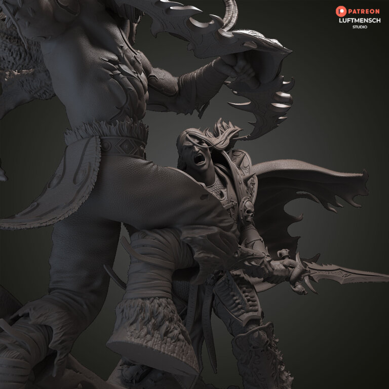 Illidan vs Arthas - Warcraft - STL Files - STL Forge