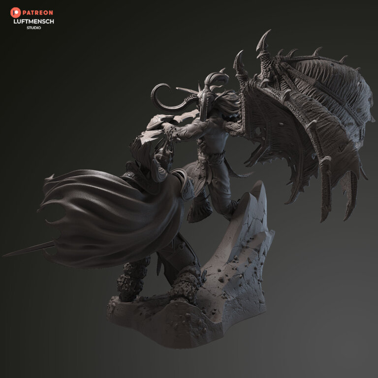 Illidan vs Arthas - Warcraft - STL Files - STL Forge