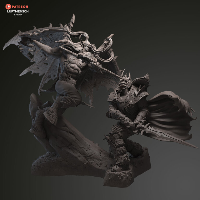 Illidan vs Arthas - Warcraft - STL Files - STL Forge
