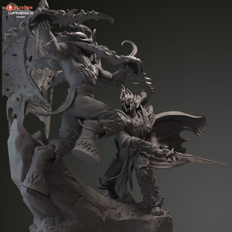 Illidan vs Arthas - Warcraft - STL Files - STL Forge