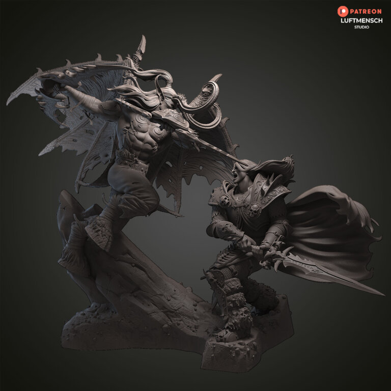 Illidan vs Arthas - Warcraft - STL Files - STL Forge