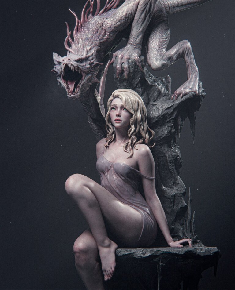 La Dama y el Dragón - Fantasy - STL Files - STL Forge