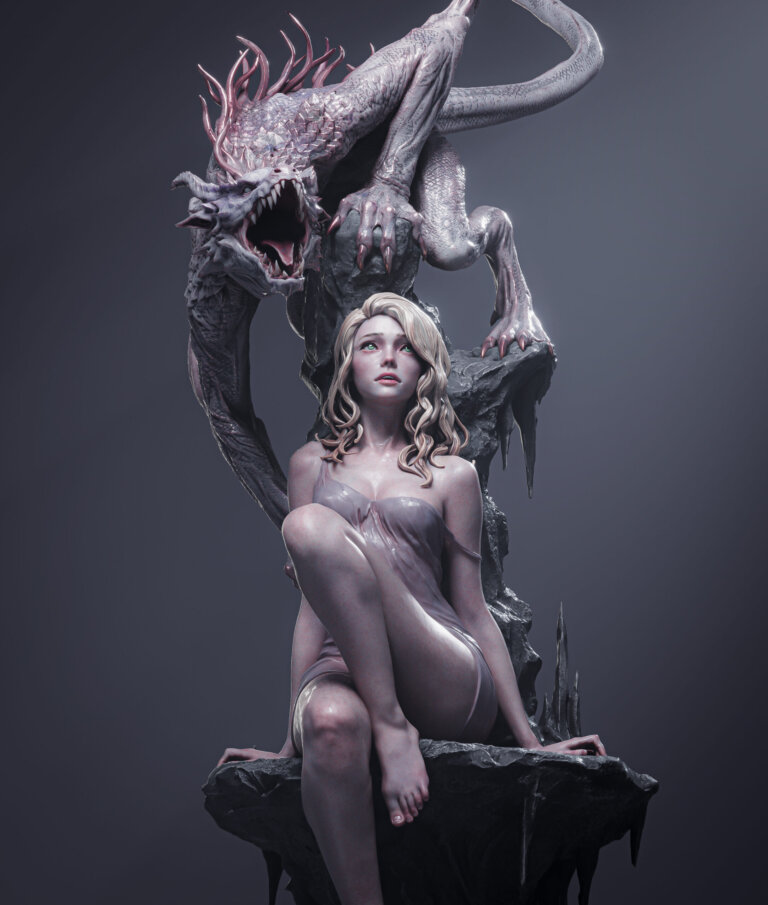 La Dama y el Dragón - Fantasy - STL Files - STL Forge