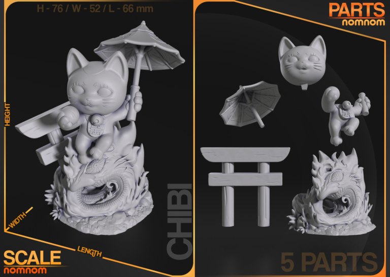 Chibi Turbo Granny Cat - Dandadan - STL Files