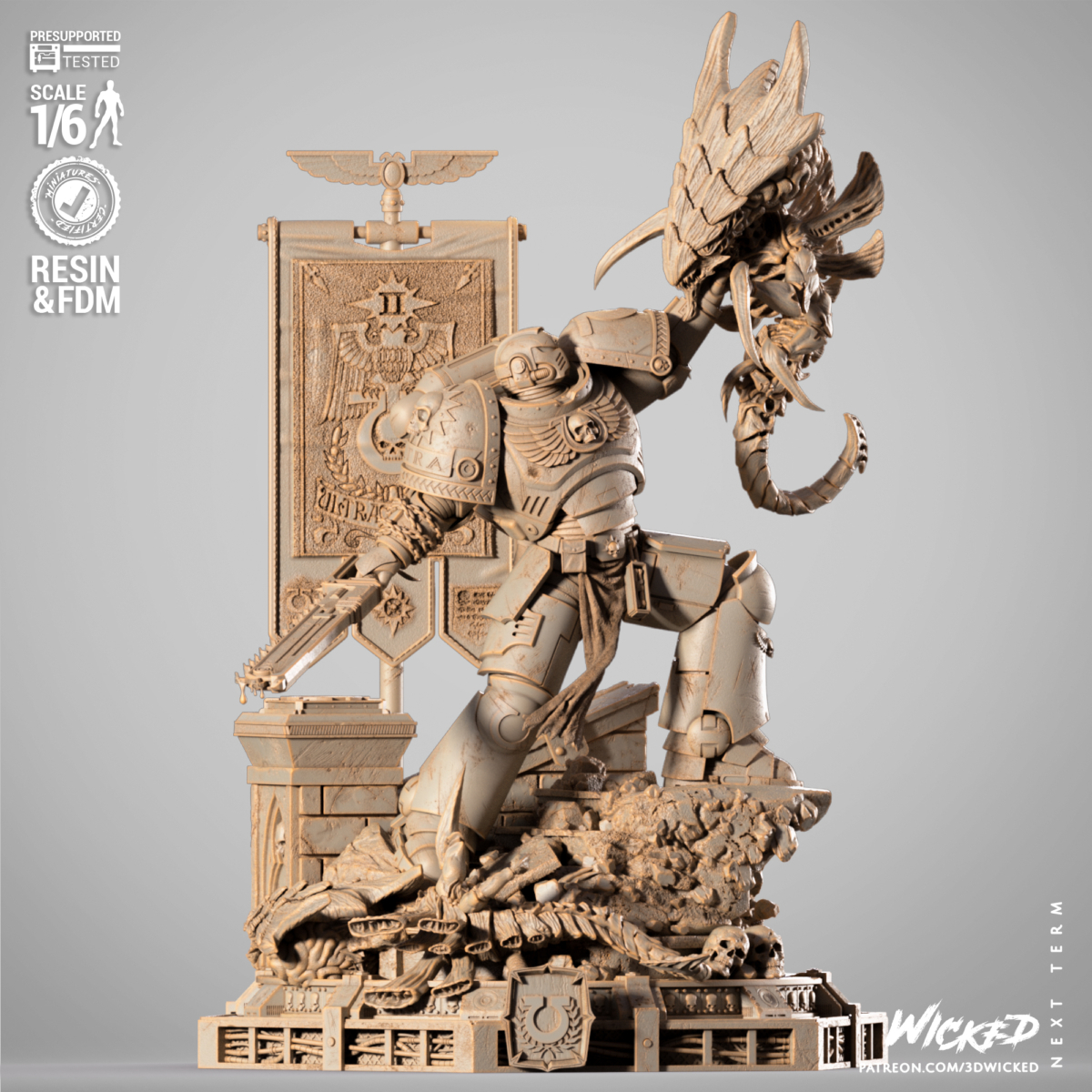 Demetrian Titus STL diorama full model with alien base – 1/6 scale