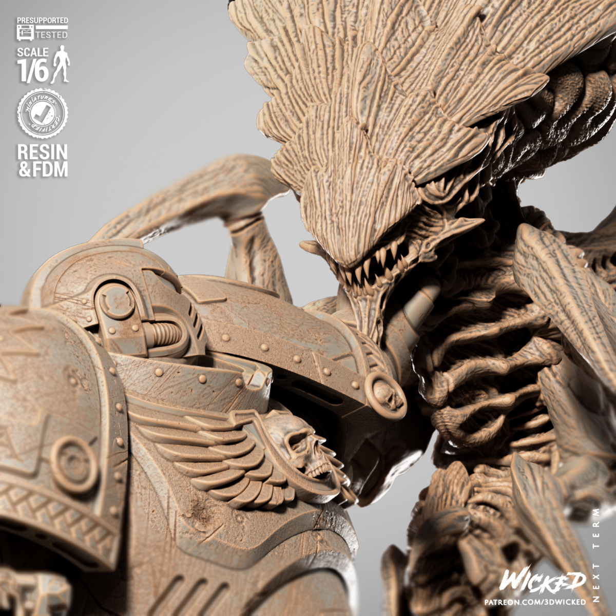 Ultramarine vs xenos battle sculpt – STL for 3D print