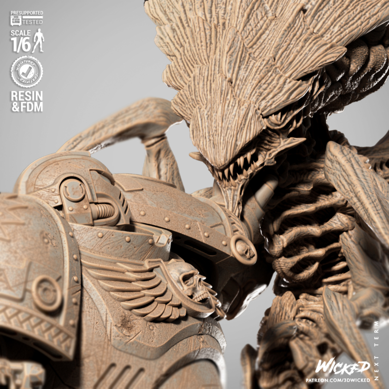 Ultramarine vs xenos battle sculpt – STL for 3D print
